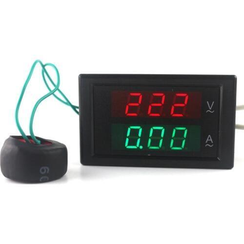 AC80-300V 100A LED Digital Voltmeter Ammeter Current Meter Ampere Panel Guage Red Green Dual Display Coil Free Shipping