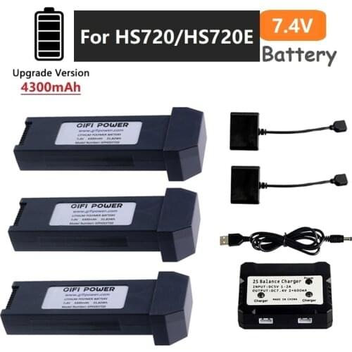 Upgrade 7.4V 4300mah Lithium Battery for HS720 HS720E Folding Brushless Quadcopter Accessory Remote Control UAV Drone Battery