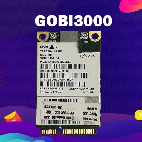 Sierra MC8355 GOBI3000 Mini PCI-e 3G SPS:634400-001 HS2430 HSPA Wireless WWAN WLAN Card GPS for hp 8640P