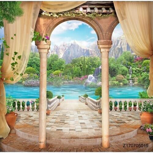 LIFE MAGIC BOX Seamless Wrinkle-Free Washable Medieval Style Backdrops Lake View Backdrops HD Backgrounds