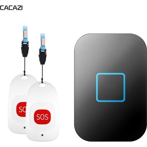 CACAZI 60 Chimes 0-110DB Smart Home Wireless Pager Doorbell Old man Child Emergency call Alarm 80 Remote Waterproof sos pager