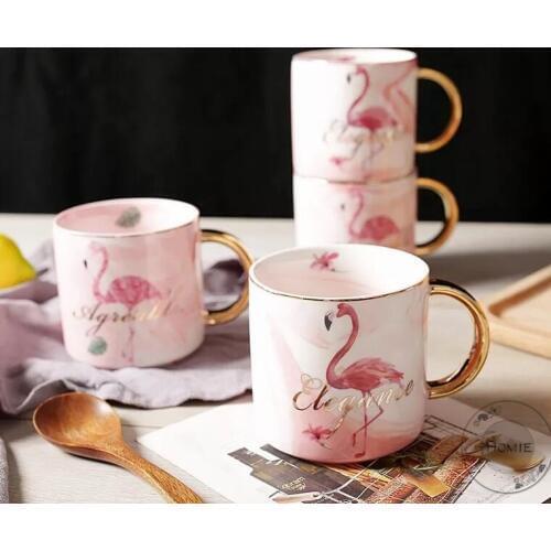 HOMI lovely Flamingo Ceramics Coffee Mug Large Capacity 360ml Animal Mugs creative Drinkware Coffee Tea Cups Novelty Gifts milk