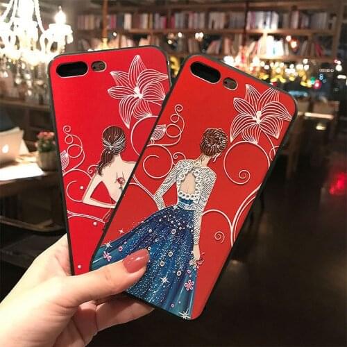 Wedding Bride 3D Embossed Phone Case For Samsung S10e S8 9 10 20 21 Ultra Plus Note8 9 10 20 Ultra Cute Matte Phone Cases