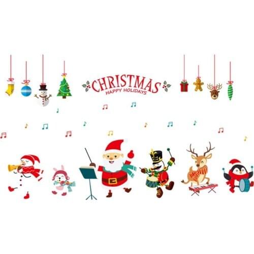 DIY Christmas Windows Walls Stickers 60*90cm Santa Claus Music Xmas Tree Waterproof Wall Window Door Mural Decals Stickers