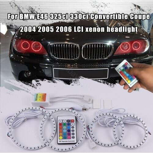 For BMW E46 2004-2006 LCI Xenon Headlight Daytime Running Light DRL Angel Eyes LED RGB Multi-color Headlight Halo Ring Kit