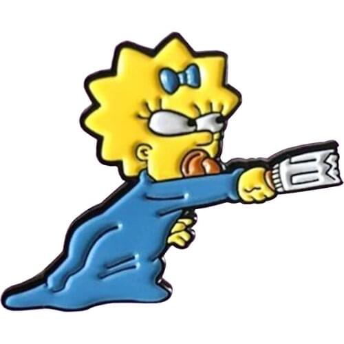 Maggie Enamel Pin Cute Girl Brooch Homer Bart Litle Girl Badge lovable daughter Badge Jewlery