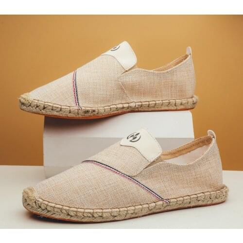 OKKDEY shoes men 2020 trending Hemp Slip-On Fisherman Shoes Brand Breathable Espadrilles Flats Solid Moccasins scarpe uomo