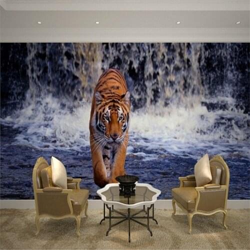 Beibehang Modern photo wallpaper murals wallpaper the living room TV backdrop 3d stereo waterfall tiger wall mural
