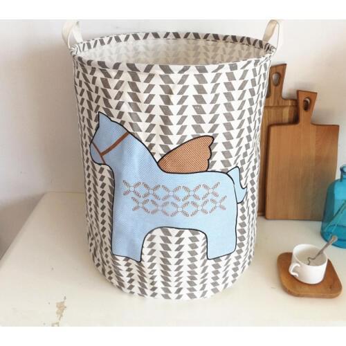Nordic Style Canvas Storage Bag For Toys Clothes Kids Ball Pits Organizer Bag Pouch Horse Canvas Storage Pouch Stand Bag For Kid