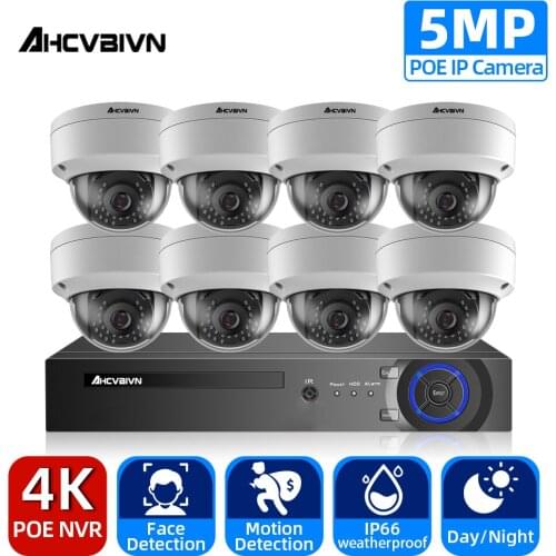 Human Face Record H.265+ 8CH POE NVR Kit 5MP POE Outdoor Camera CCTV Camera System Home Security Video Surveillance Set