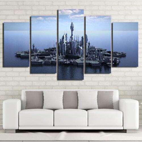 City In Water Canvas Painting Modern Building Wall Picture for Living Room Decoration Wall Art Posters and Prints Home Decor