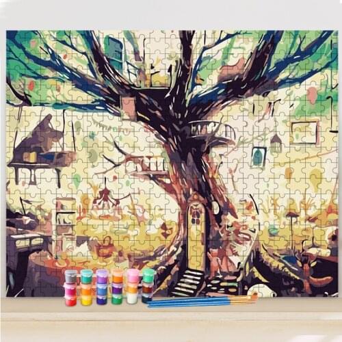 GATYZTORY Pictures By Number Puzzle Picture Tree House Drawing On Canvas Painting By Numbers HandPainted Art Gift Home Decor