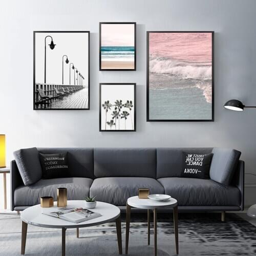 Nordic Foggy Forest Landscape Wall Art Canvas Poster and Print Nature Ocean Beach Canvas Painting Home Decorative Picture