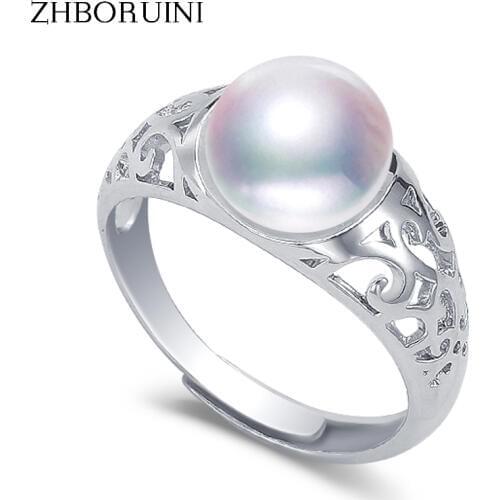 ZHBORUINI Pearl Ring Natural Freshwater Pearl Retro 925 Sterling Silver Good Quality Ring Jewelry For Women Drop Shipping G
