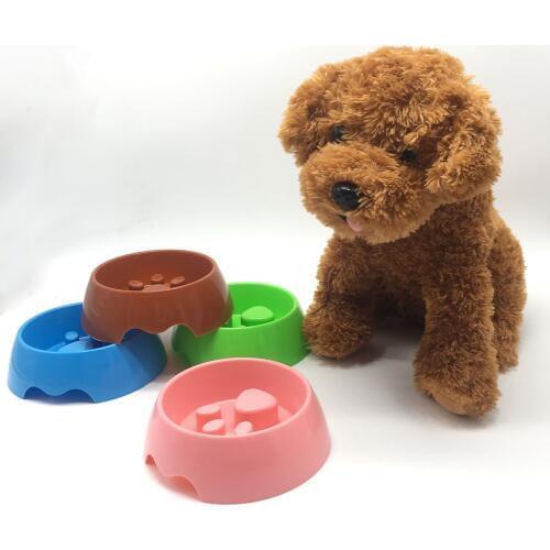 Pet Feeder Plastic Paw Print Slow Eating Dog Bowl Puppy Bloat Stop Feeding Food Plate Anti Choke Dogs Bowls Pets Accessories