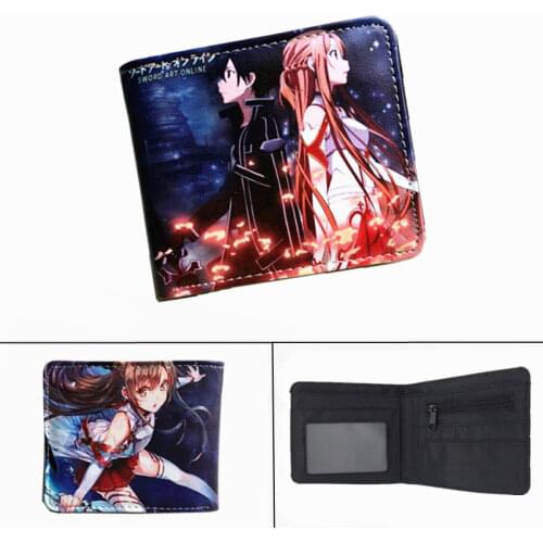 Anime Sword Art Online SAO PU Short Wallet Kazuto Boys Girls Zip Coin Pocket Leather Bifold Photo Card Holder Layers Purse Gift