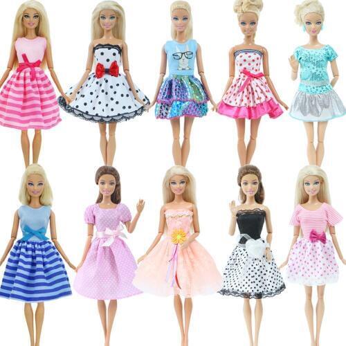 1x Lovely Summer Mini Dress Doll Skirt Daily Casual Strap Strapless Party Gown Clothes for Barbie Doll Accessories Kid Girl Toys