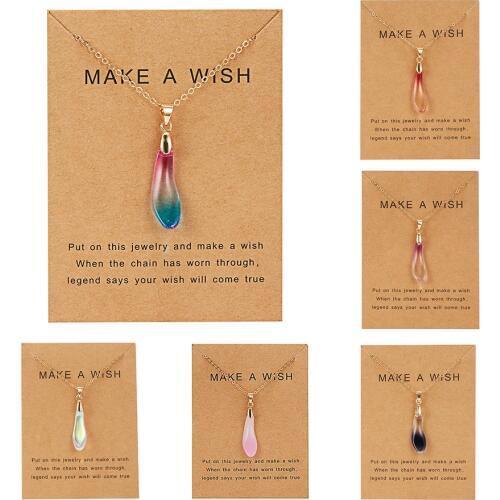 Trendy Opal Stone Chokers Necklaces Fashion Waterdrop Crystal Eye Pendant Necklace Statement Bohemian Jewelry for Women Girls