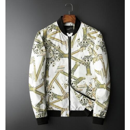 Luxury New 2020 Men Rib Sleeve Vintage flowers Striped couple Baseball Coats & Jackets Abstract digital coat Motor #N251