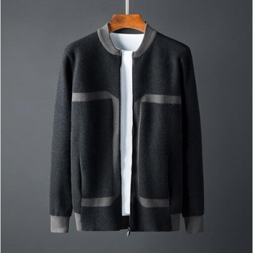 Iwhanker Spring And Autumn Male Sweaters Luxury Stand Collar Zipper Mens Sweaters Fashion Slim Fit Cardigan Man Sweaters 4XL