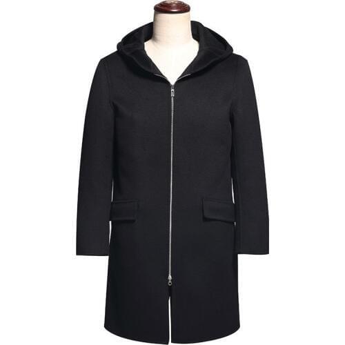 New Brand-clothing Mens Winter Jackets Korean Fashion Plus Size Hooded Woolen Coat Men Double Breasted Slim Long Coats Male