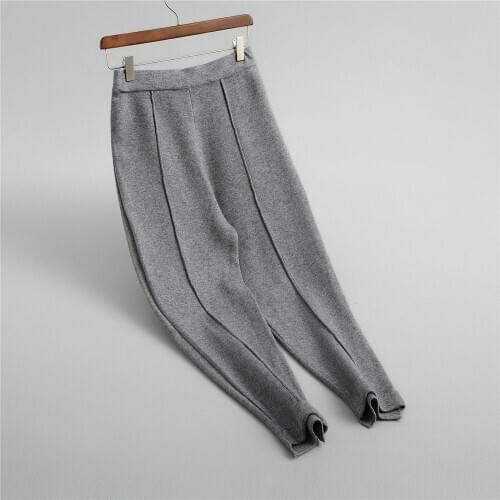 2020 New Autumn and Winter All-match Loose Knitted Soft Long Pants Women Slim Casual Trousers Female NS2429