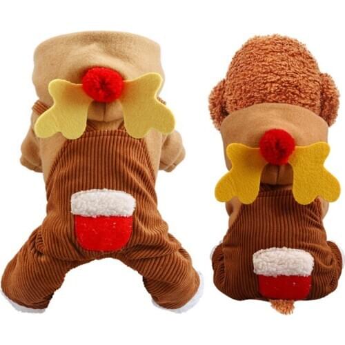 Pet Clothes Elk Jumper Pants Puppy Dog Costume Pet Jumpsuit Chihuahua Pug Dogs Clothing for Small Medium Dogs Outfit