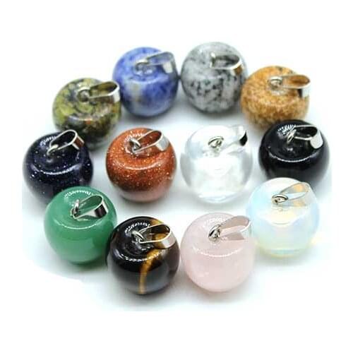 1AN1V Semi-precious Natural Stone Boxed 12PCS/Lot Three-dimensional Apple Necklace Pendant Exquisite Pendulums