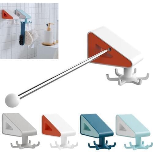 Kitchen Accessories Organizer Bathroom Storage Shelf Rotatable Hook Storage Rack With Towel Rag Drain Hanging Rod