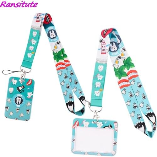 Ransitute R1804 Tooth Care Creative Lanyard Credit Card For Doctor Dentist ID Name Work Card Holder Business Card Cover Badge