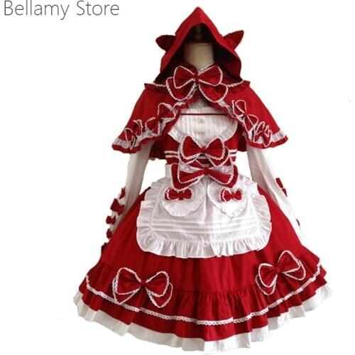 Luxury Lolita lovely bow lace little red hat theme Skirt Set