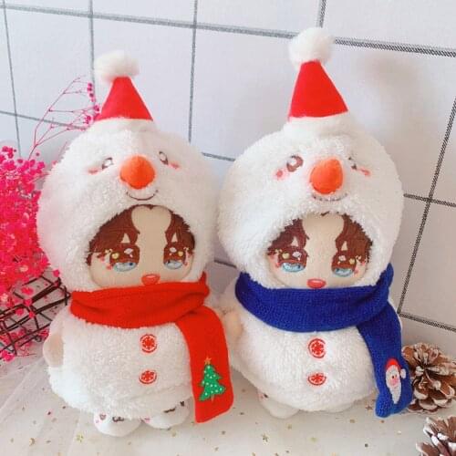 Star Idol Plush Doll Dress Up Christmas Hat Snowman Dumplings Clothes Suit 20cm Doll Clothes Christmas Gifts