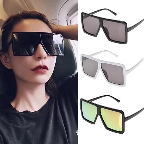 1Pc Square Flat Large Women Sunglasses Big Oversized Frame Dazzle Unisex Glasses For Driving Car Auto Accessories Brand Design