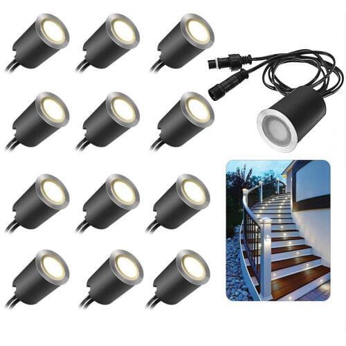 10pcs 16pc LED Deck Light Waterproof Underground Lamp Garden Pathway Buried Lamp Recessed Stair Light Floor Light Wall Spotlight