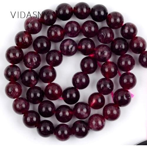 6/8/10mm Gemstones Dark Red Garnet Natural Stone Round Loose Beads For Jewelry Making Diy Bracelet Necklace Accessories 15"