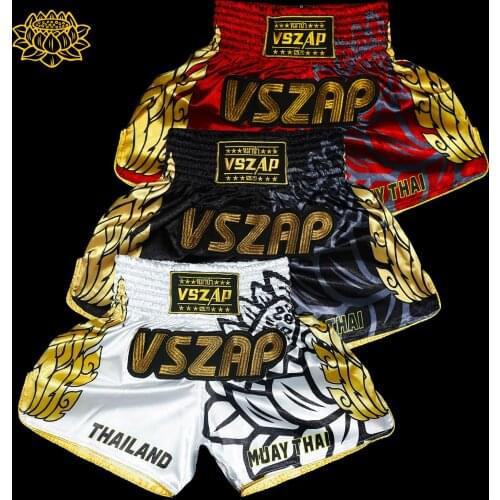 Vszap Thai Boxing Training Shorts broadcast lotus tiger fighting MMA Sanda mens and womens fitness pants