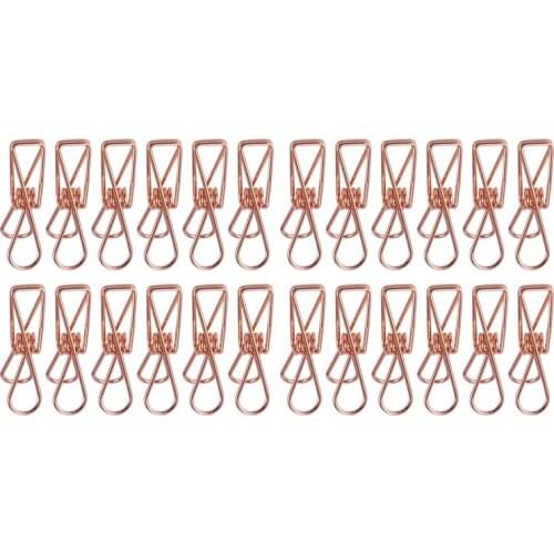 Pack of 25 Rose Gold Small Metal Clips - Multi-Purpose Clothesline Utility Clips