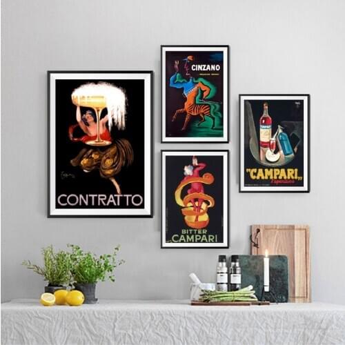 CAMPARI Vintage Drink Advert Posters and Prints Wall Pictures Retro Canvas Painting Bitter Campari Kitchen Wall Art Decoration