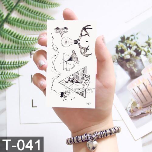 Waterproof Temporary Tattoo For Minimalist Mountain animal Bottle Flower Pattern