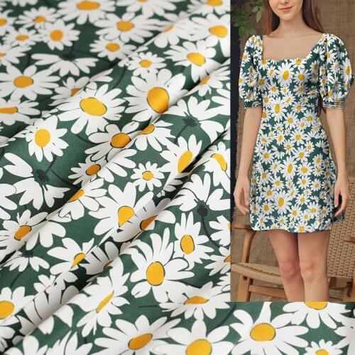 White Waxberry 18momme Elastic Crepe Silk Flowers Printed Fabrics Garment Materials Women Dress DIY Sewing Cloth Freeshipping