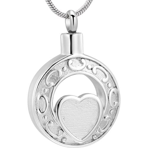 Memorials Jewelry Cremation Jewelry for Ashes - Round Heart Keepsake, Stainless Steel Urns Pendants Necklaces for Women/Men