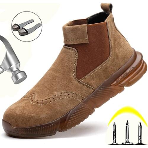 Construction Site Safety Boots Welding Shoes Steel Toe Industrial Shoes Work Boots Puncture-Proof Safety Shoes Man Chelsea Boots