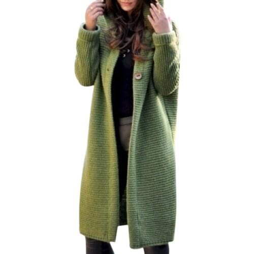 Sweater Women Autumn Knitted Cardigan Fashion Solid Hooded Knitwear Casual Long Sleeve Female Long Sueter De Mujer High Street