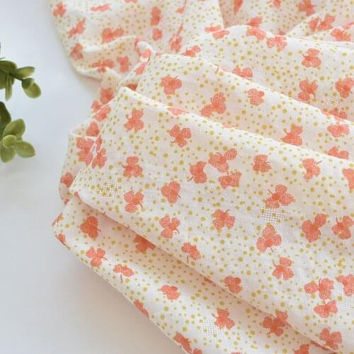 1meter 100% cotton acquard leaves printing fabric for Childrens skirt dress DIY Summer clothes bag handwork fabric art XMT