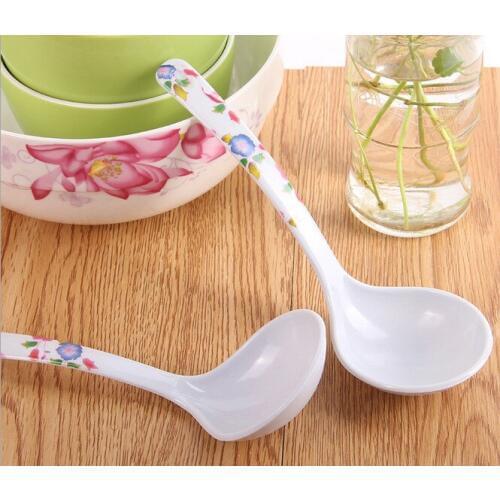 1PC Tableware Spoon Flower Printed Spoon Dinner Dinnerware Kitchen Tools Kitchenware Plastic Thick Soup Spoon KC 1418