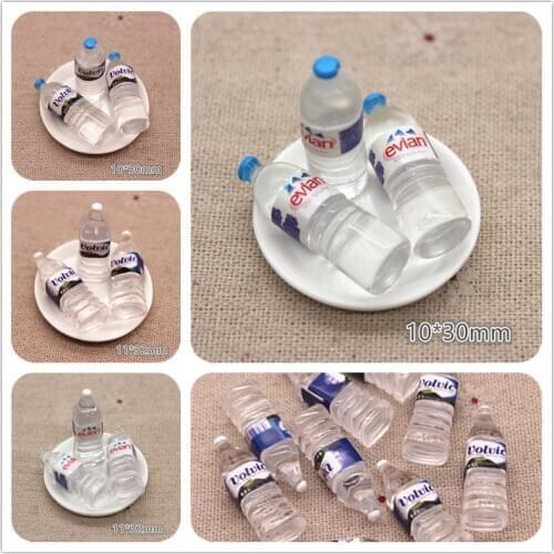 10pcs Kawaii Resin Simulation 3D Mineral Water Bottle Miniature Art Flatback Cabochon DIY Craft Decoration,10*30mm