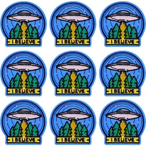Pulaqi 10PCS UFO Patch Cartoon Wholesale Patches Iron On Patches For Clothing Mountain Stripe Wholesale Dropship Custom Patch