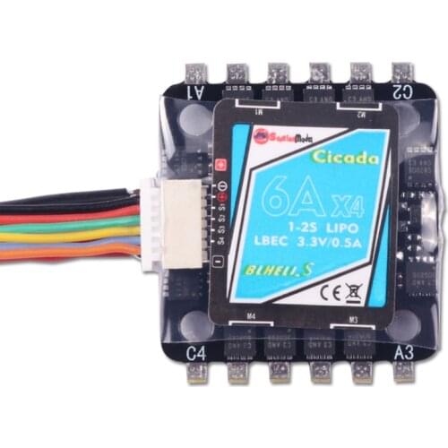 20X20mm SunriseModel Cicada 6A BLHELIS 1-2S 4in1 Brushless ESC 0.5A/3.3V BEC for RC Flight Controller Stack FPV Racing Drones