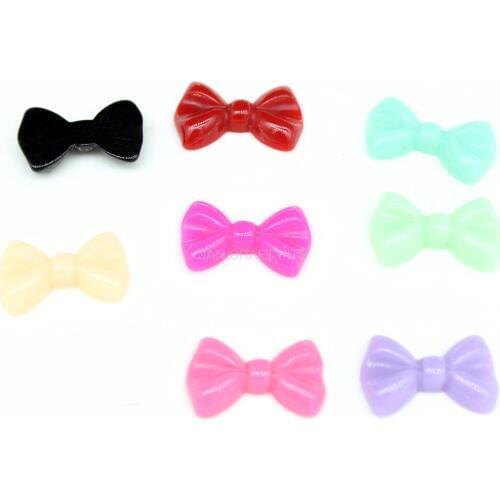 250Pcs Decoration Crafts Cabochon 22mm Resin Bow Flatback Embelishment Beads For Scrapbooking or Kawaii Phone Cases