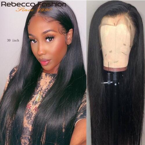 Rebecca 360 Lace Frontal Wig Straight Human Hair Wigs for Women 13x4 Frontal Wig Long Straight Closure Wig Remy Hair 30 inch Wig